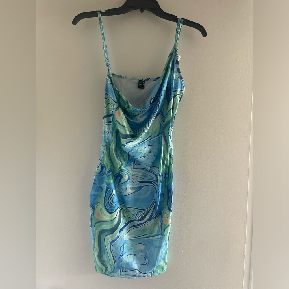 SHEIN night out dress. Blue. Large. Tight fit. Club dress. Miami. Vacation.